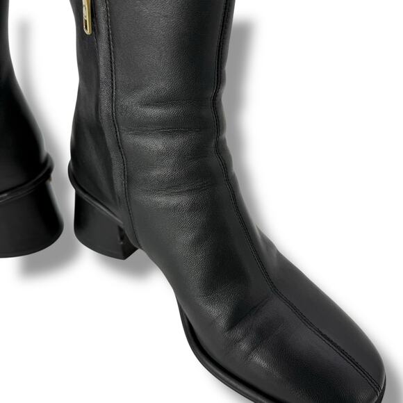 Coach Gigi Leather Booties Size 8.5 Block Heel Ankle Square Toe Boots - Picture 7 of 12